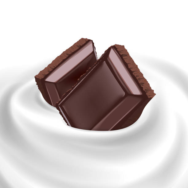 istock chocolate berry floating in whipped cream or yogurt wave pure vector illustration for milk products and beverage design high quality art 925926294