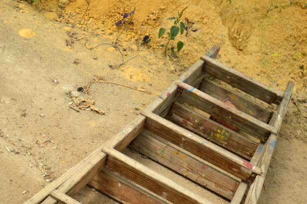 Old wooden stairs, abandoned