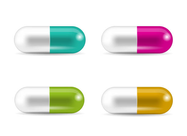 istock Set of realistic capsule shaped pills and drugs. 925928950