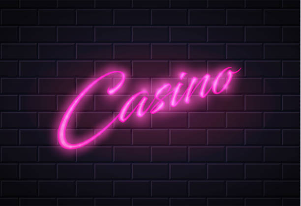 istock Vector neon casino poker card sign brick wall 925930094