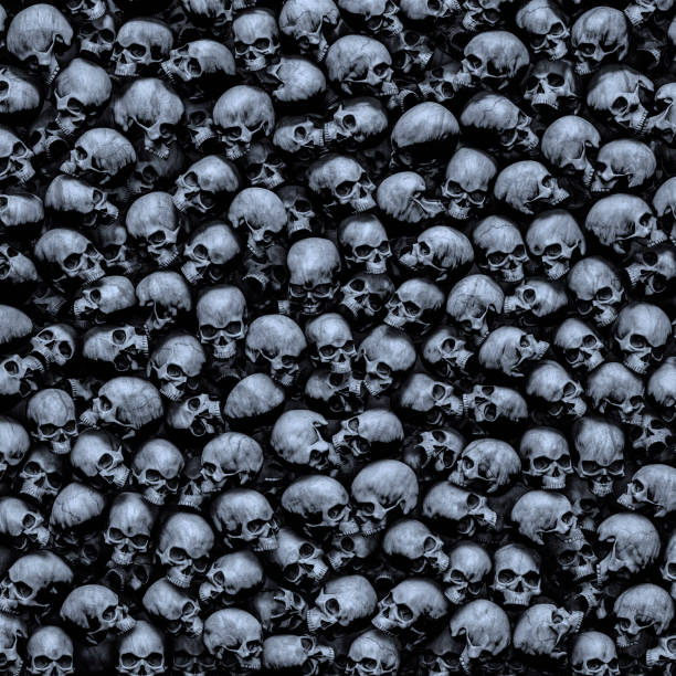 fondo de calaveras góticas - cráneo fotografías e imágenes de stock