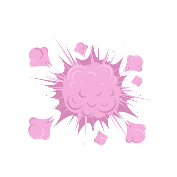 istock A pink explosion or boom cloud icon in cartoon style isolated on white background. Vector illustration. 925959584
