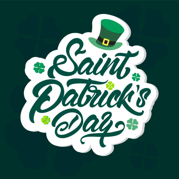 vektor-symbol für st. patricks day auf. irisches kleeblatt komposition mit grünen kobold hut, label saint patrickstag. vektor-illustration-design. - clover celebration event sparse simplicity stock-grafiken, -clipart, -cartoons und -symbole