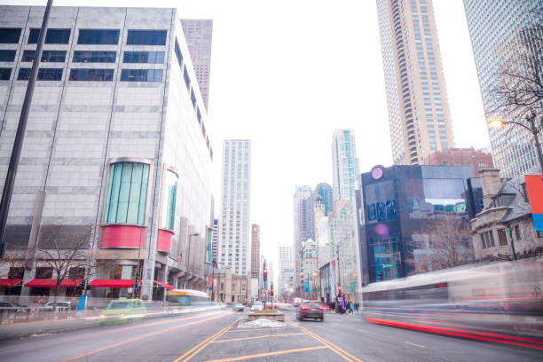 istock Chicago downtown shopping district view from the street 926012770