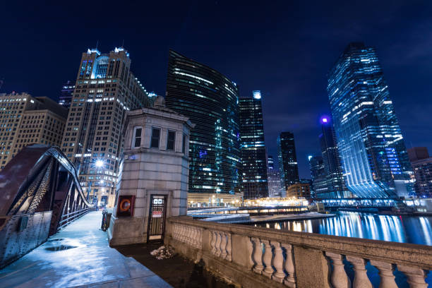 istock Chicago downtown  illuminated view by the river 926015146