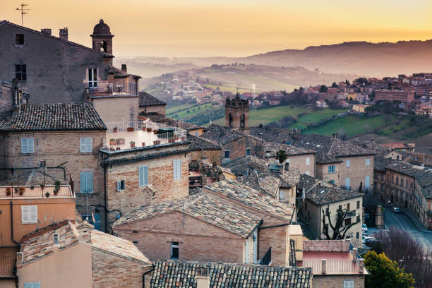 istock Old Italian town under morning sky. Fermo 926015424