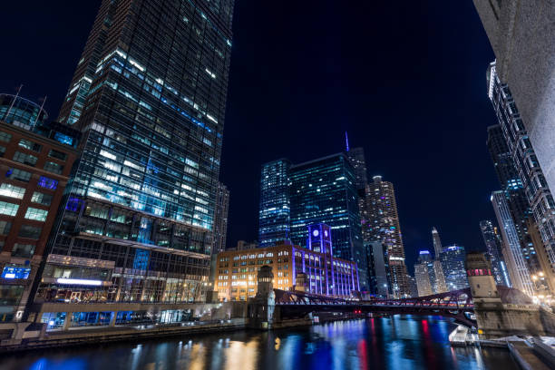 istock Chicago downtown by the river at night 926015580