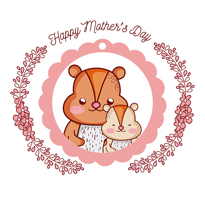 Happy Mothers Day Card With Cute Animals Cartoons Stock Illustration -  Download Image Now - Africa, Animal, Animal Wildlife - iStock
