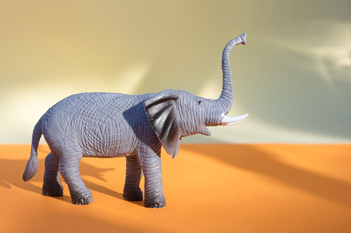 African elephant figurine made of plastic.
