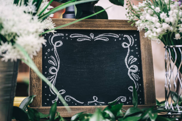 istock Decorative chalkboard in floral shop 926025860
