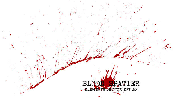 elemen percikan darah di latar belakang putih. konsep kriminal. vektor - blood ilustrasi stok