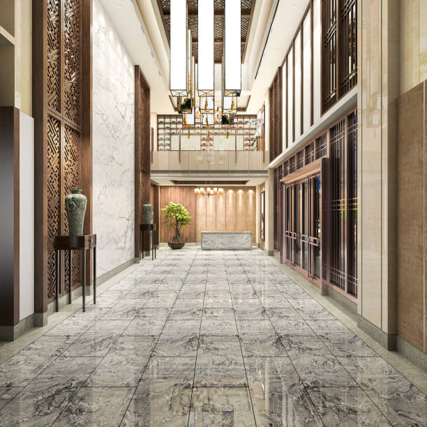 istock 3d rendering luxury hotel reception hall and lounge restaurant 926040722