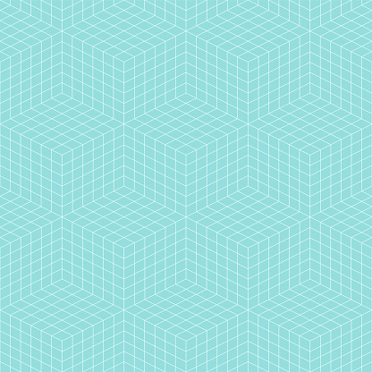 Pattern geometric line cube square seamless luxury design green aqua colors background.