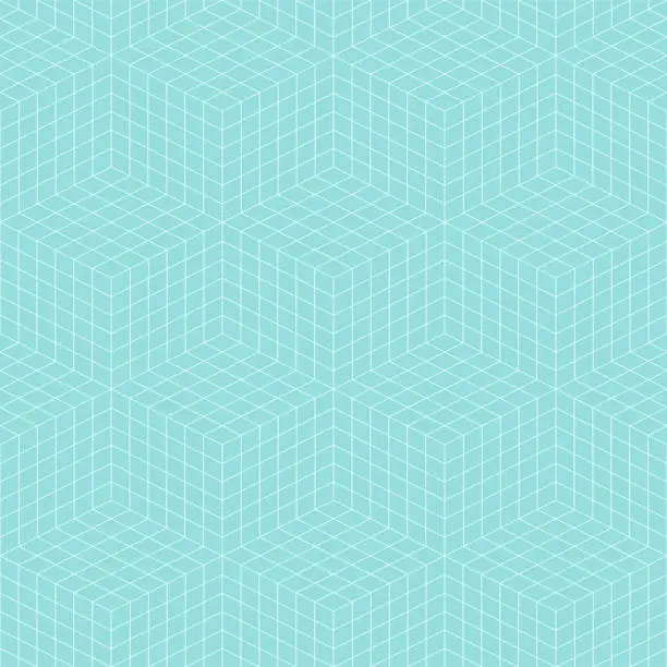 Vector illustration of Pattern geometric line cube square seamless luxury design green aqua colors background.
