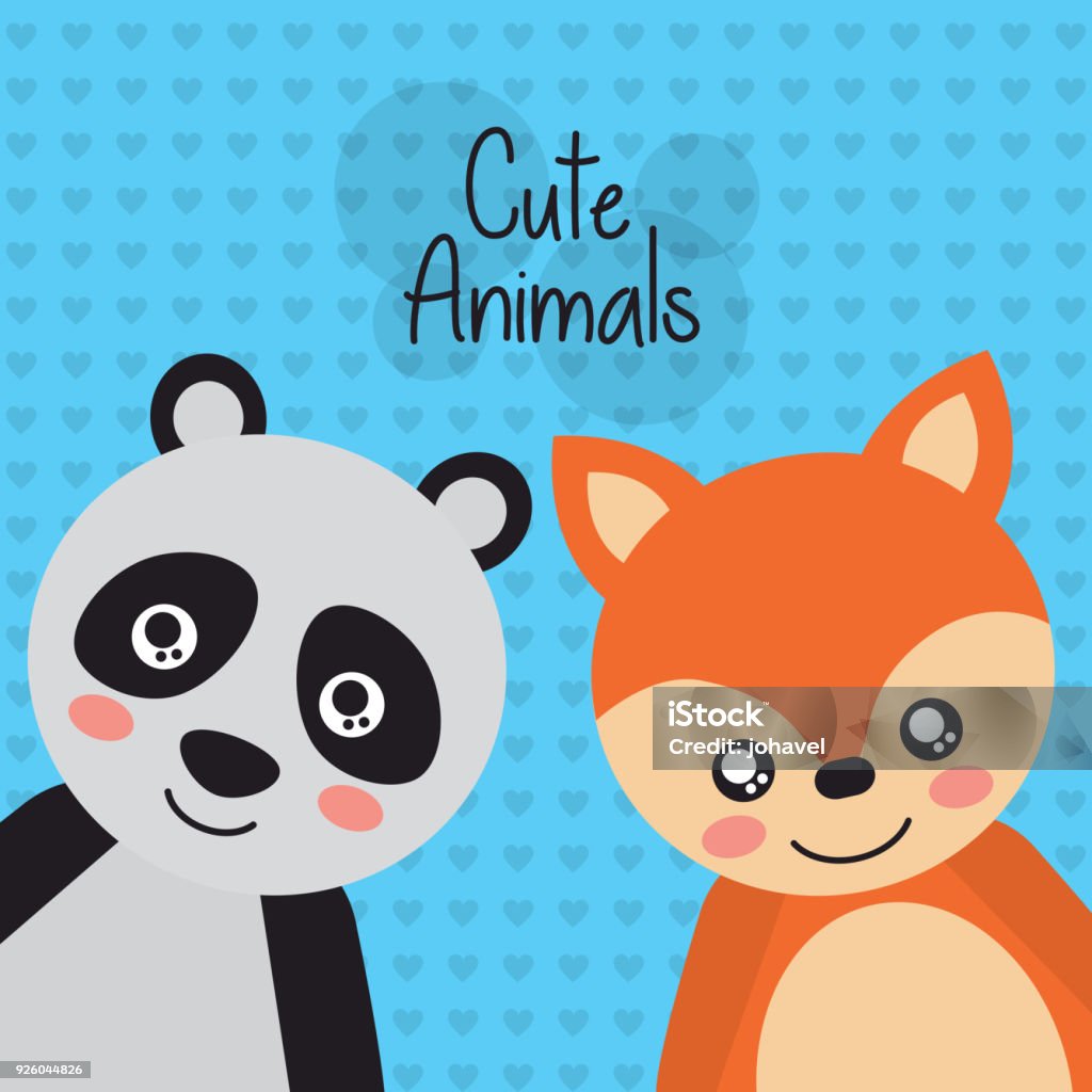 Hai Con Vật Dễ Thương Gấu Trúc Và Cáo Thân Thiện Hình minh họa Sẵn ...
