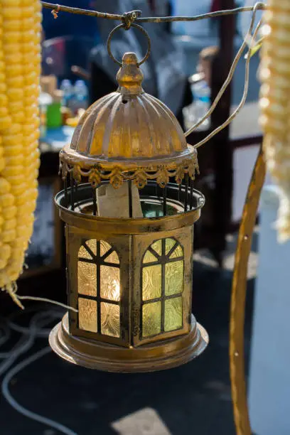 Photo of Old retro  styled lantern made of metal