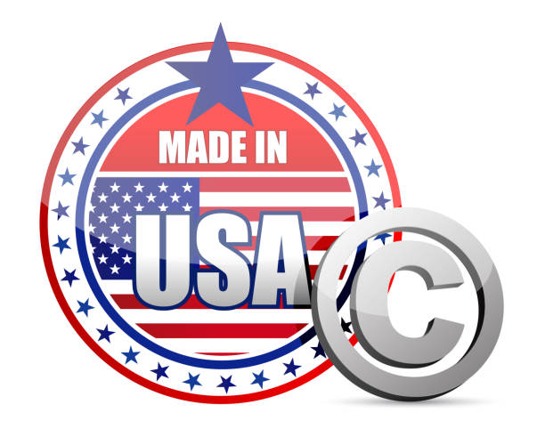 istock Made in USA flag seal with copyright sign illustration in front 926047828