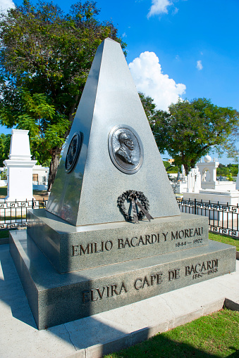 Santiago de Cuba, Cuba - January 3, 2017: Mausoleum of Family Bacardi, Santiago de Cuba, Santa Ifigenia Cemetery.