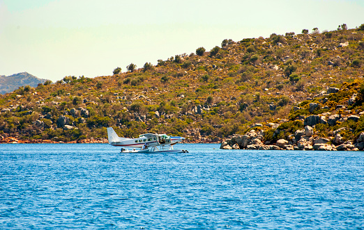 Floatplane landing and boat