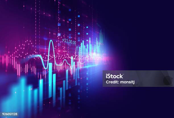 Foto de Gráfico Financeiro Técnico Em Abstrato Tecnologia e mais fotos de stock de Finanças - Finanças, Dados, Tecnologia