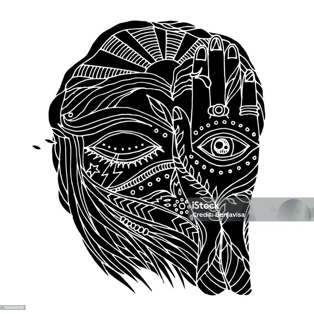 abstract artwork open, close eyes and mind human with nature natural element, vector illustration design hand drawn Abstract stock vector