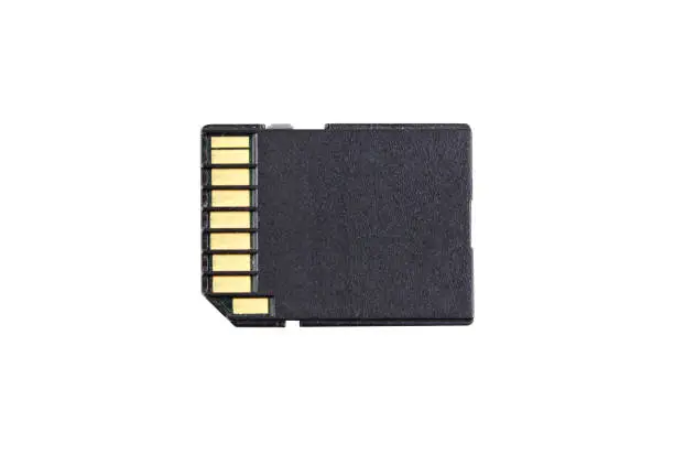 Photo of Memory SD card isolated onwhite background, with clipping path.