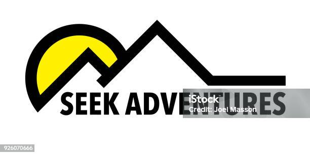 Seek Adventures Wilderness Mountain And Sun Landscape Icon Stock Illustration - Download Image Now