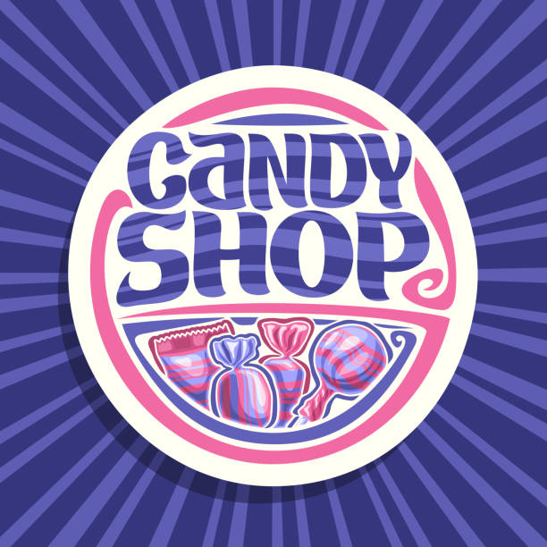 ilustrações de stock, clip art, desenhos animados e ícones de vector sign for candy shop - candy hard candy wrapped variation