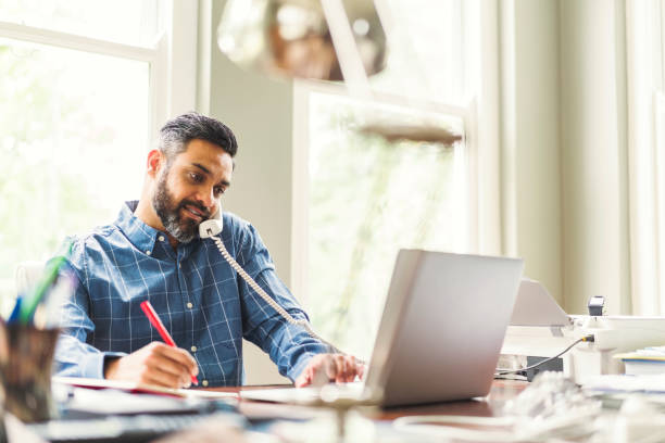 Businessman working in home office