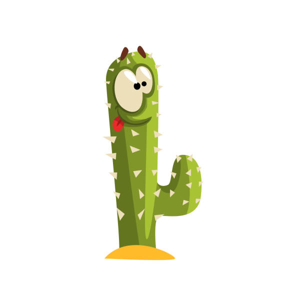 istock Creen cactus character with big eye, succulent plant with funny face vector Illustration on a white background 926088830