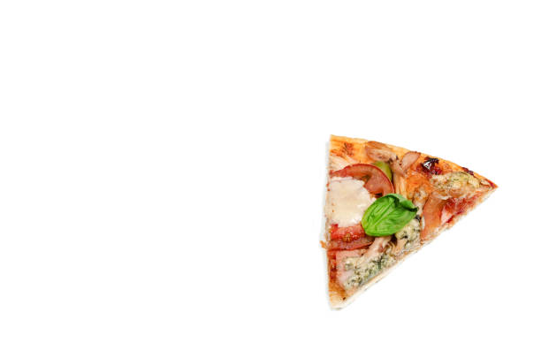 istock Pizza slice with tomato, chicken and blue cheese isolated on white with space for text 926093378