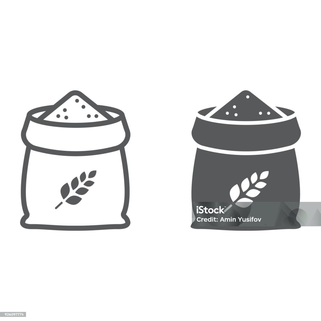 Bag of wheat line and glyph icon, farming and agriculture, grain bag sign vector graphics, a linear pattern on a white background, eps 10. Icon Symbol stock vector