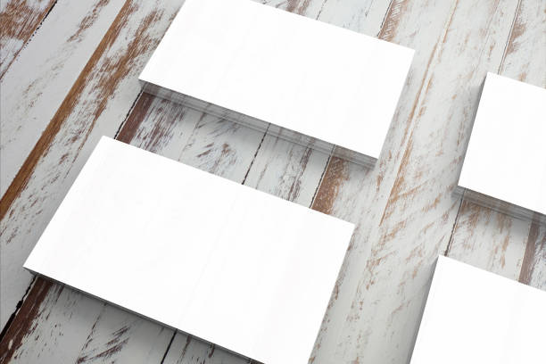 istock Blank business cards on wooden background. 3d render close view. 926097860
