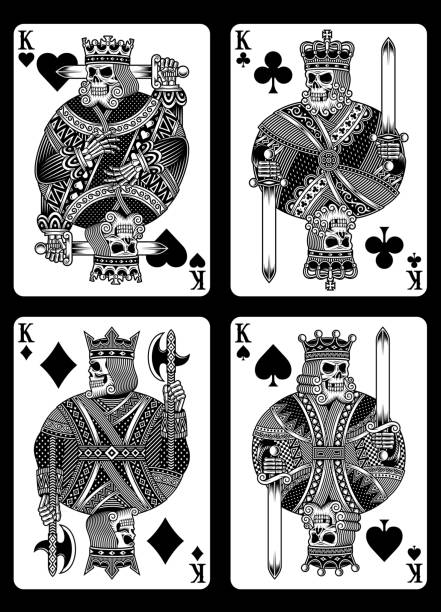 Set of Skull Playing Cards fully editable vector illustration (editable EPS) of skull playing cards, image suitable for playing card decks, graphic t-shirt, tattoo or design element clubs playing card illustrations stock illustrations
