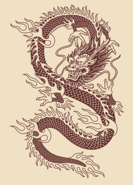Traditional Asian Dragon Vector Illustration fully editable vector illustration (editable EPS) of traditional asian dragon, image suitable for tattoo, graphic t-shirt or design element dragon tattoos stock illustrations