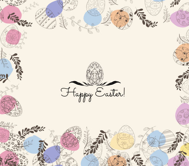 illustrations, cliparts, dessins animés et icônes de carte de voeux de pâques  - easter egg pastel colored text easter