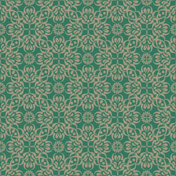 Vector illustration of Seamless Ornamental Pattern. Beige und Turquoise Color.