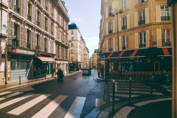 Paris, France - April 26, 2016: View of The rue Blanche is a street in the 9th arrondissement of Paris, France.