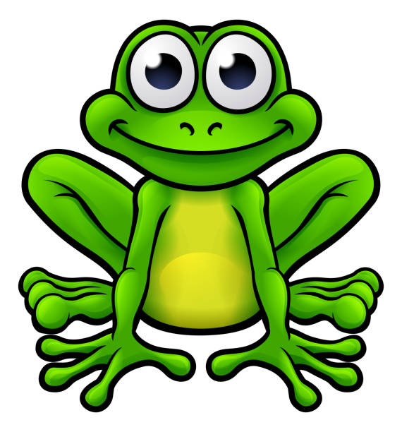 żaba postać z kreskówki - toad green isolated white stock illustrations