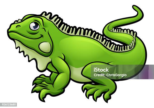 Iguana Lizard Cartoon Character Stock Illustration - Download Image Now - Iguana, White Background, Vector