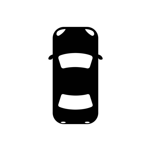 auto (ansicht von oben)-symbol - aerial stock-grafiken, -clipart, -cartoons und -symbole
