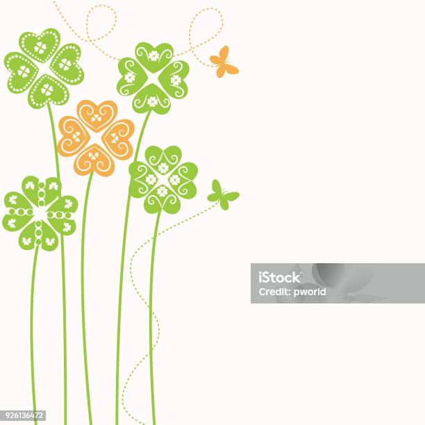 Clover Background Stock Illustration - Download Image Now - Butterfly - Insect, St. Patrick's Day, Backgrounds