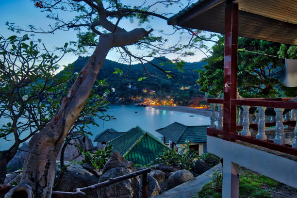Tropical vacation resort overlooking bay on Thai island