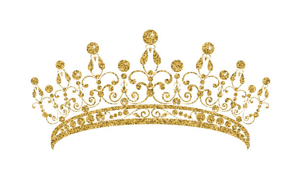 glitzernden diadem. goldene tiara isoliert auf weißem hintergrund. - tiara stock-grafiken, -clipart, -cartoons und -symbole