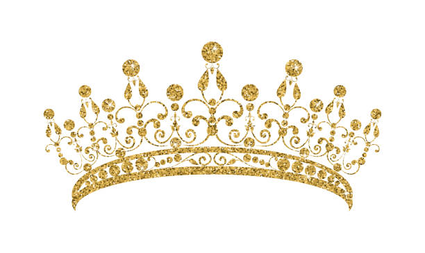 illustrations, cliparts, dessins animés et icônes de diadème étincelant. diadème doré isolé sur fond blanc. - princess queen nobility glamour