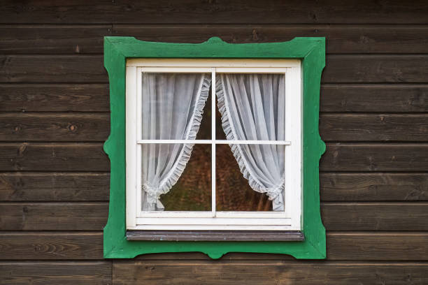 istock Wooden window with green frame 926155868