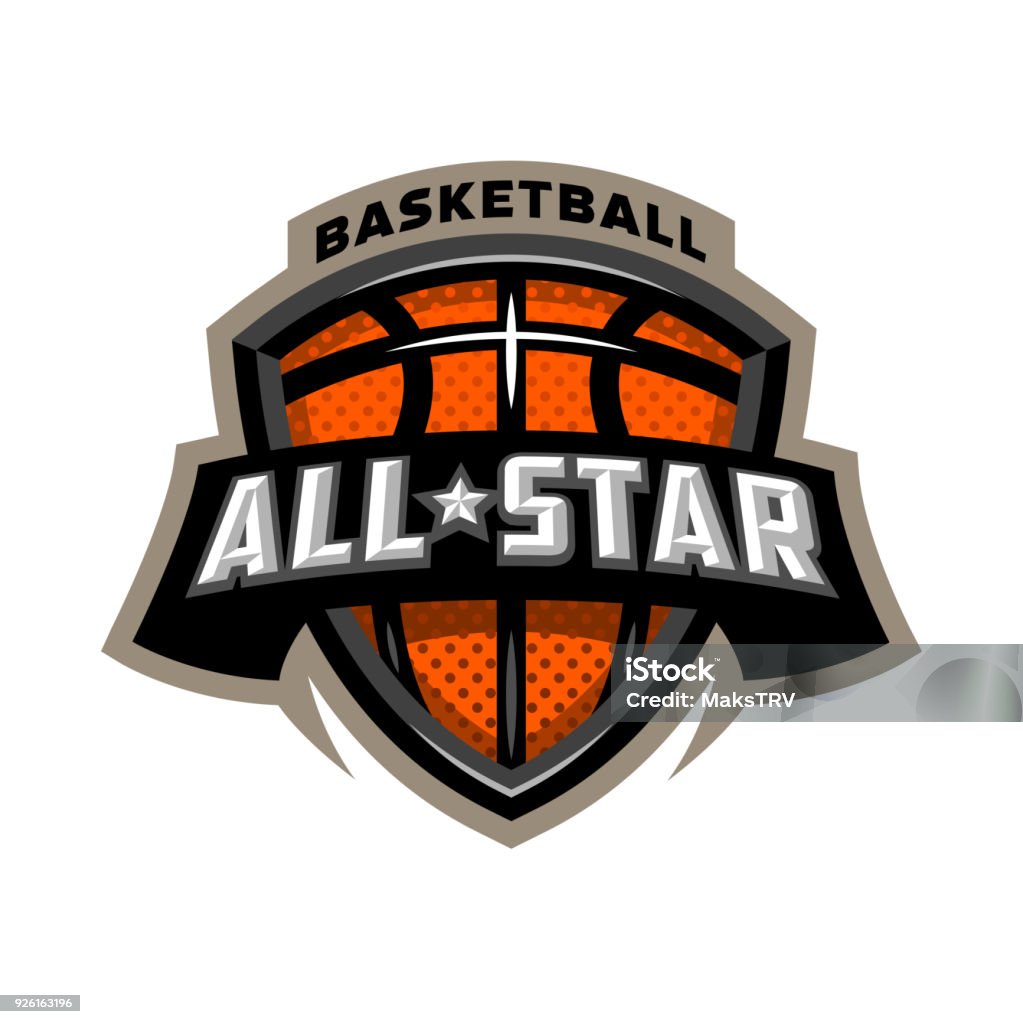 Todas basquete estrela, ostenta emblema do ícone. - Vetor de Logotipo royalty-free