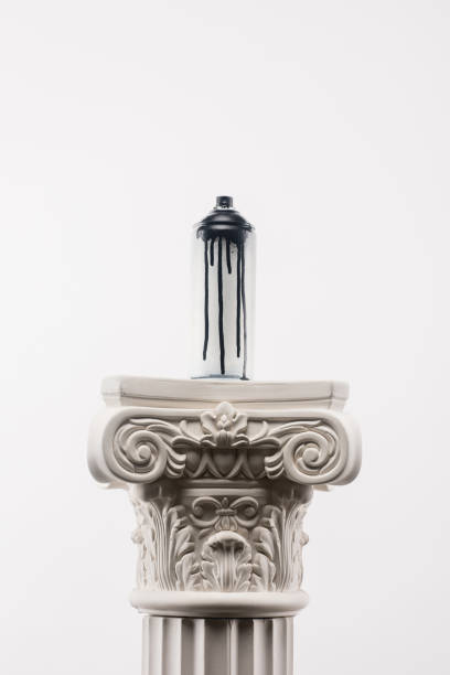 istock close up view of spray paint in can standing on column isolated on white 926166512