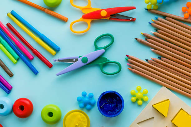istock Office and student accessories on a pink. Back to school concept. School, education and learning concept. creativity for kids. Top view colorful background. Flat lay. 926167684