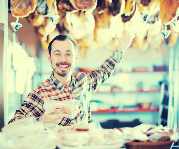 Seller offering sorts of meat